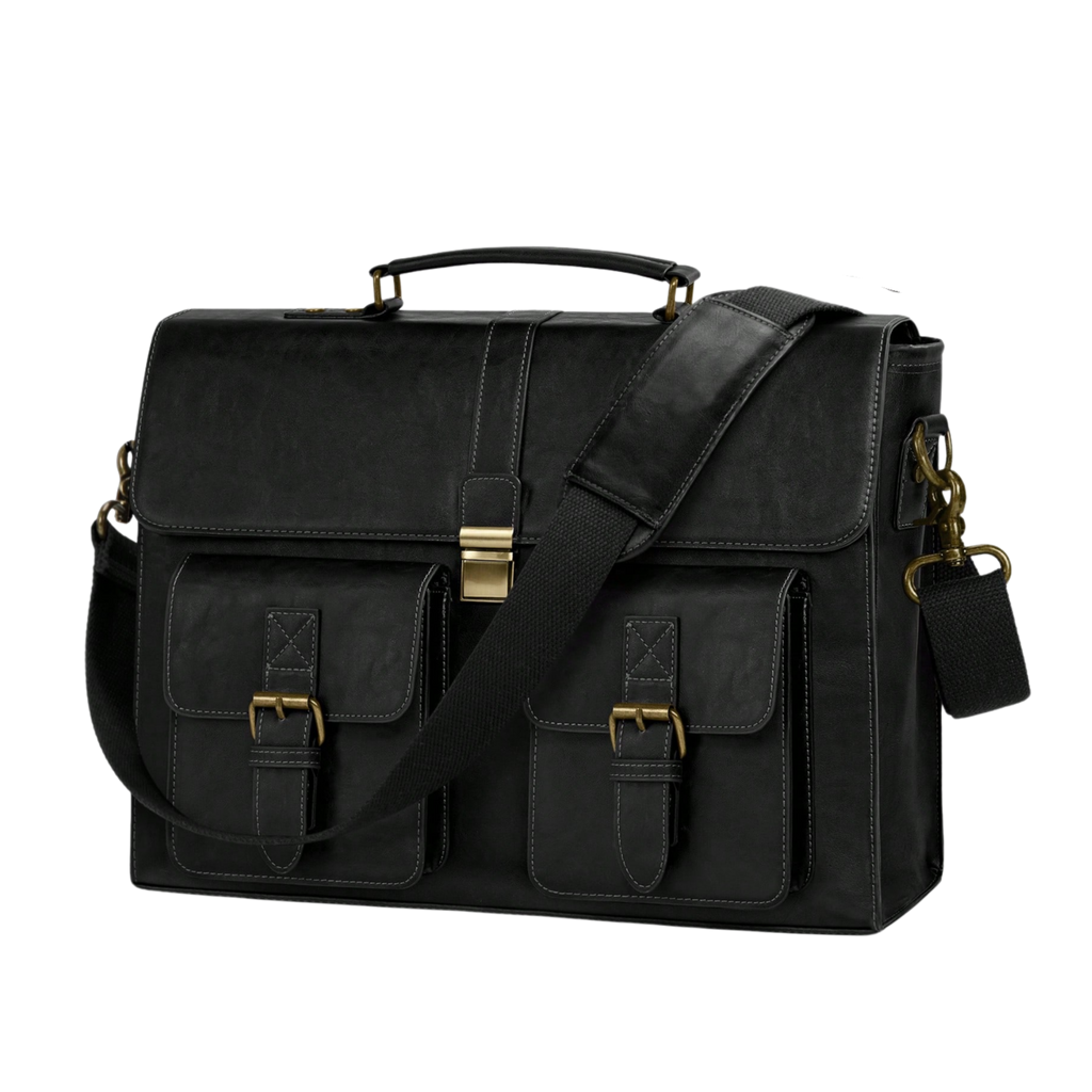 Men's PU Leather Briefcase - Black