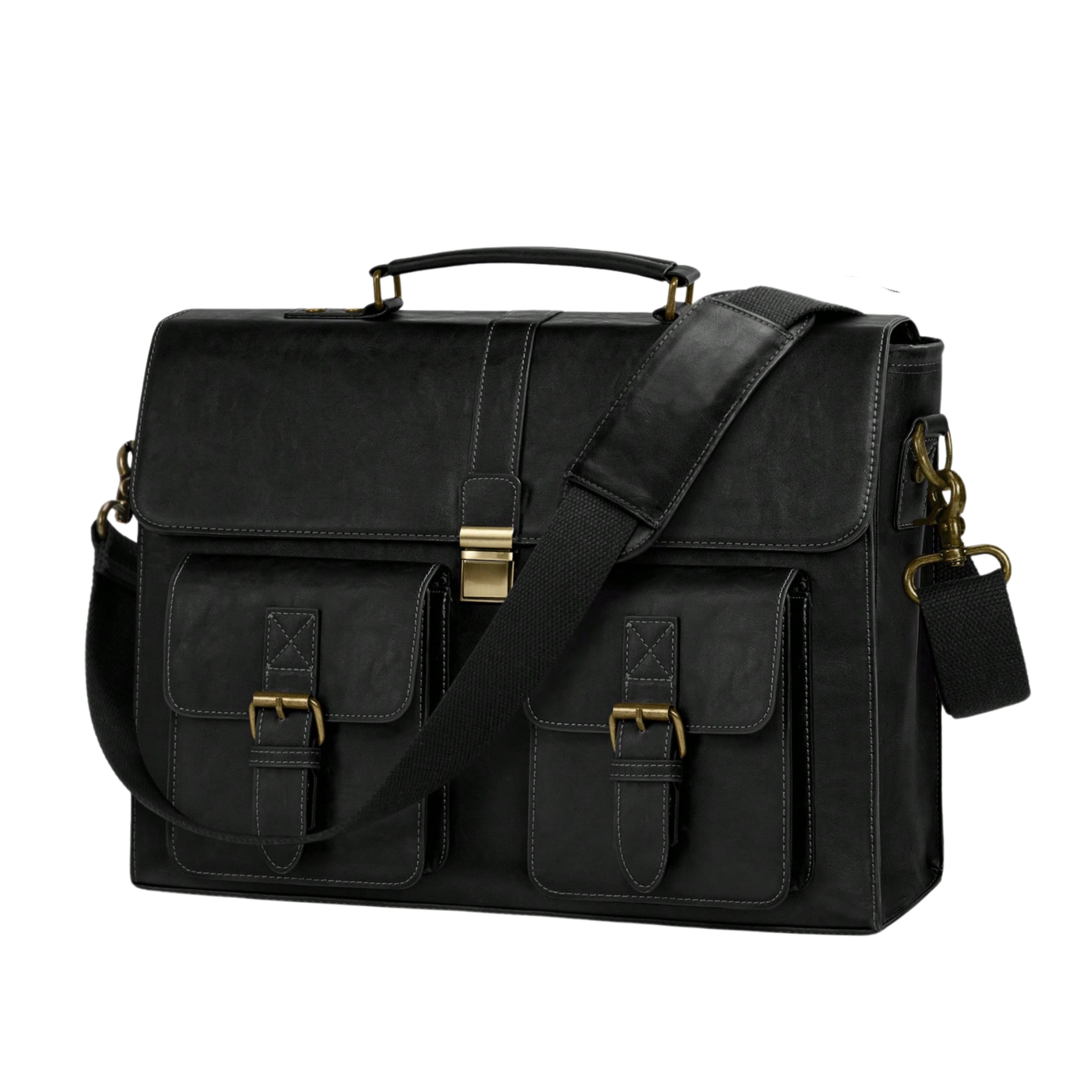 Men's PU Leather Briefcase - Black