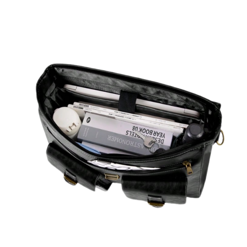 Men's PU Leather Briefcase - Black