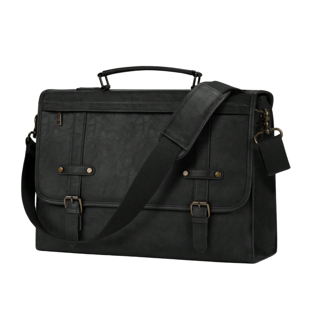Men's PU Leather Briefcase - Black