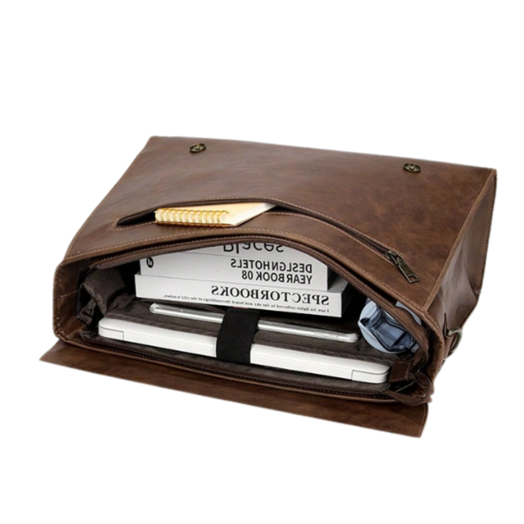 Men's PU Leather Briefcase - Brown