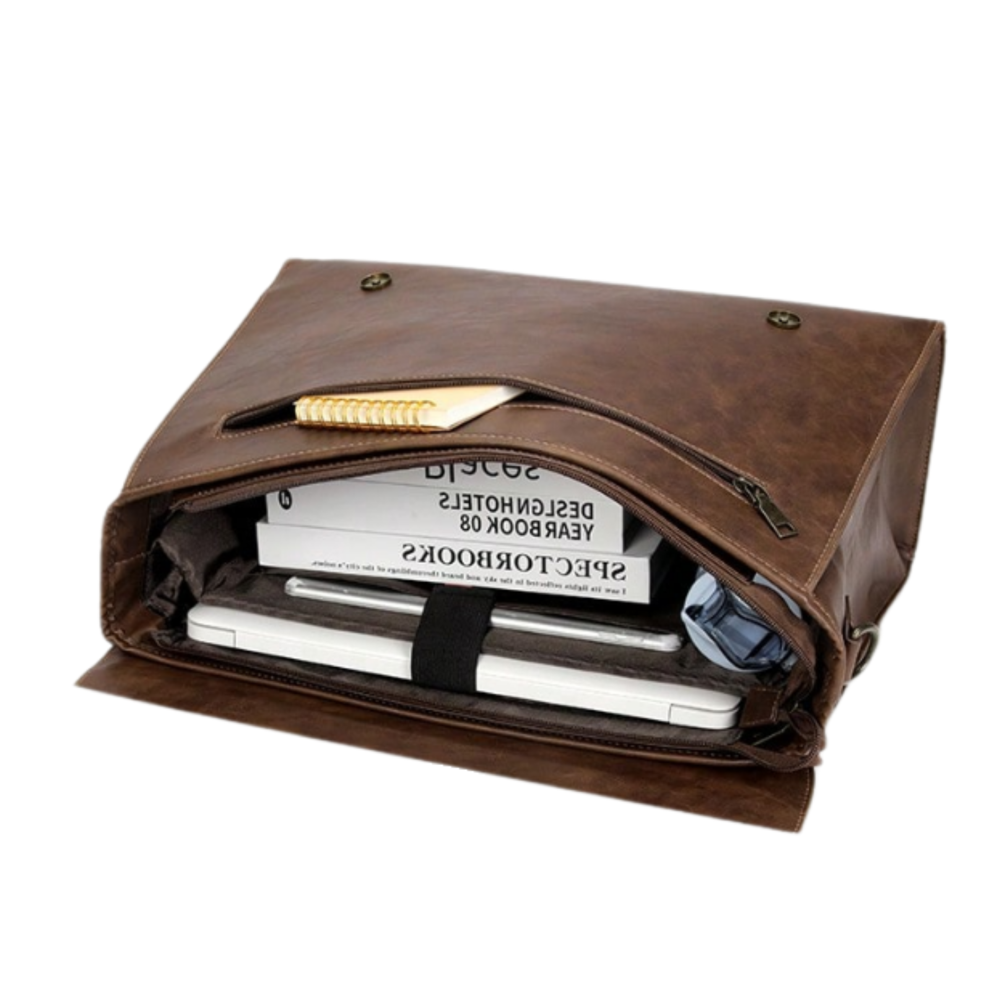 Men's PU Leather Briefcase - Brown