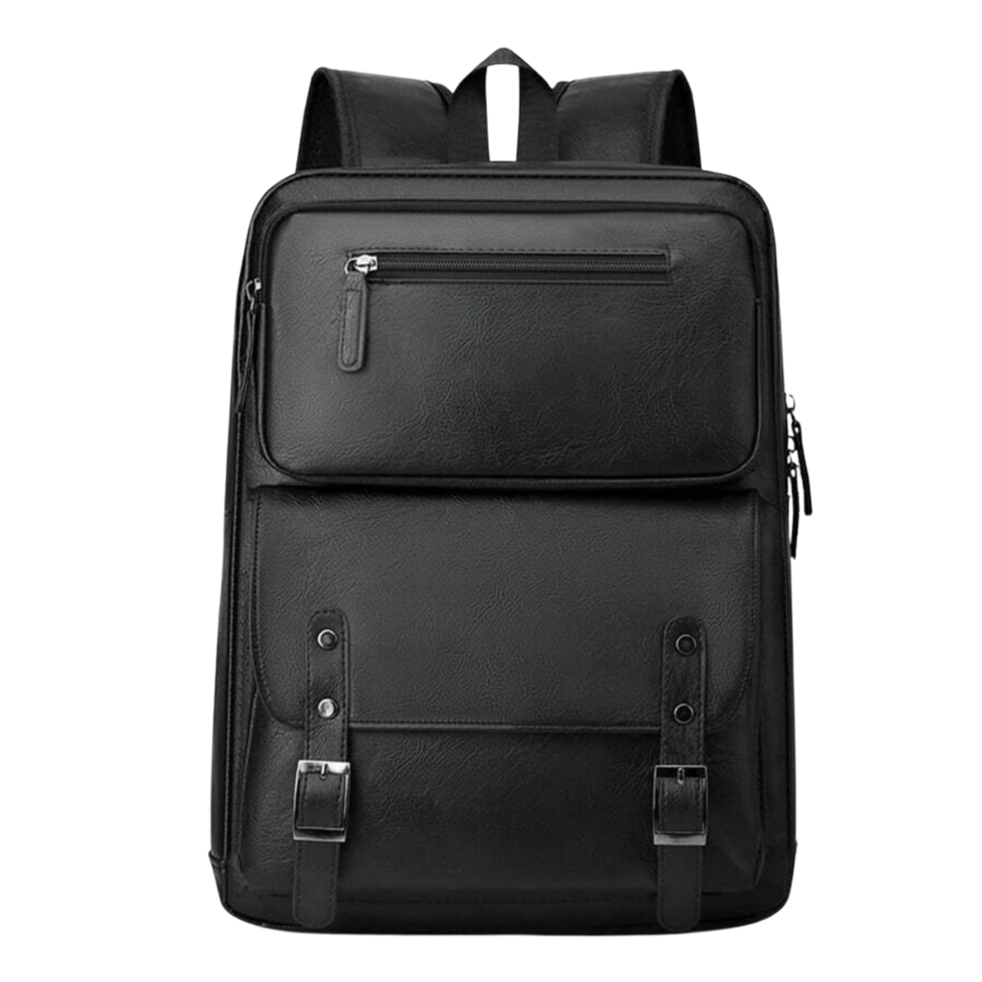 Men’s PU Leather Laptop Backpack – Black