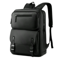 Men’s PU Leather Laptop Backpack – Black