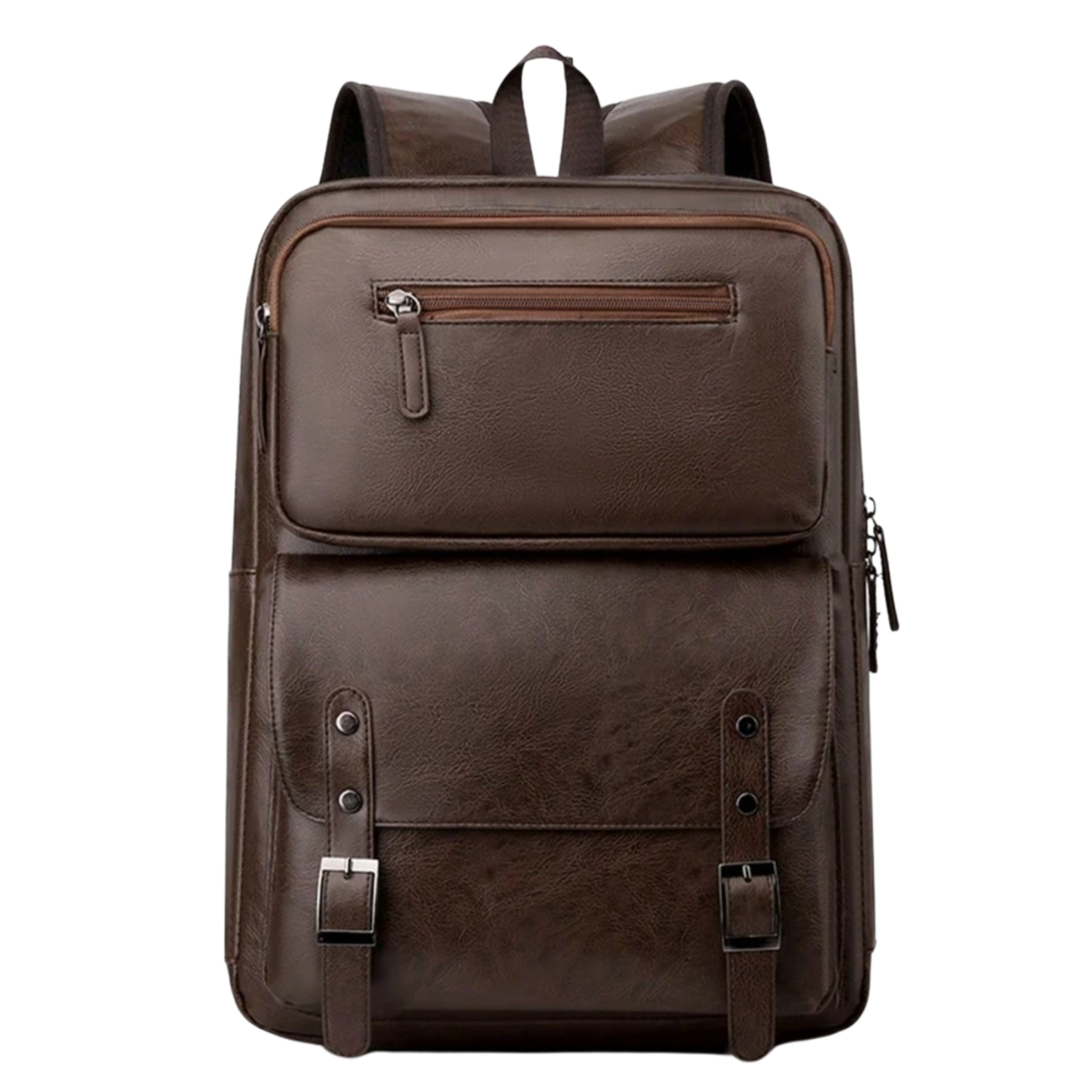 Men’s PU Leather Laptop Backpack – Brown