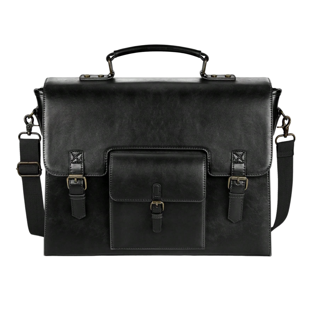 Men's PU Leather Briefcase - Black